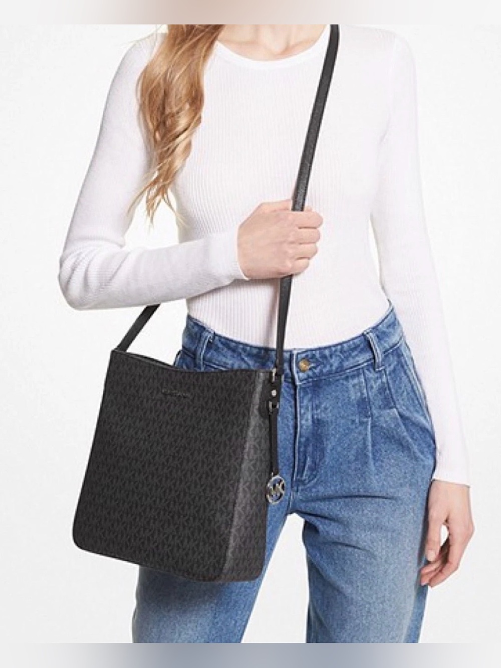 Michael Kors Messenger Crossbody Bag Black Jet Set Travel Large Logo (bags16)